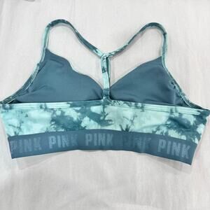 PINK Victoria Secret Medium Teal Tie Dye Criss Cross Front Soft Sports bra